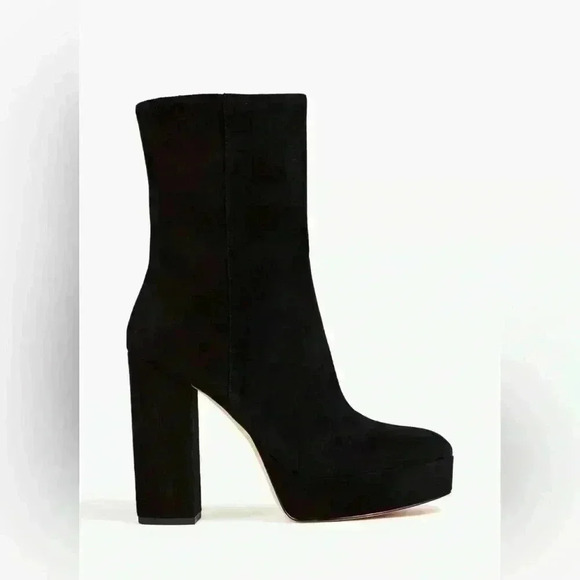 Stuart Weitzman black skyhigh suede platform ankle boot slip on women’s size 7.5 - Picture 1 of 8